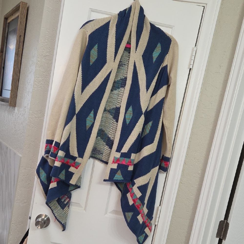 Lulumari Blue and Cream Aztec Cardigan